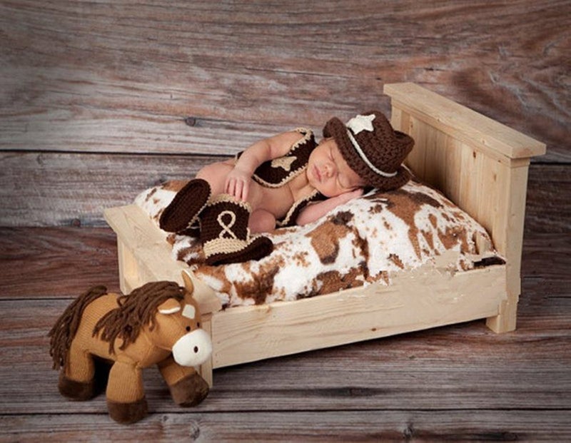 PinboÂ® Newborn baby boys Photo Prop Crochet Cowboy Set Hat Vest Boots Costume - Image 2